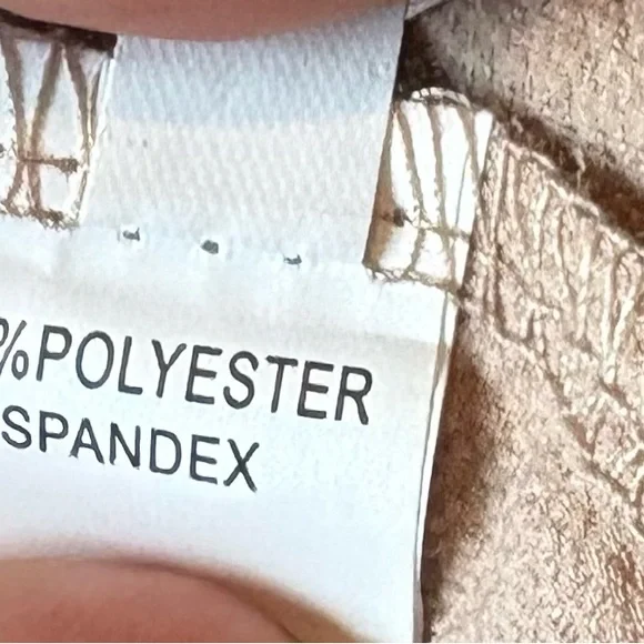 New Tan Long Sleeve Blouse with Tie Front and Mock Ruffle Collar - Picture 3 of 7